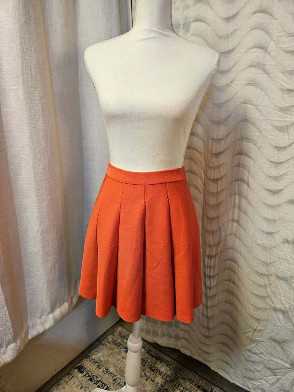 Parker Pleated Skirt Size XS Orange Fit and Flare Mini - Picture 2 of 4
